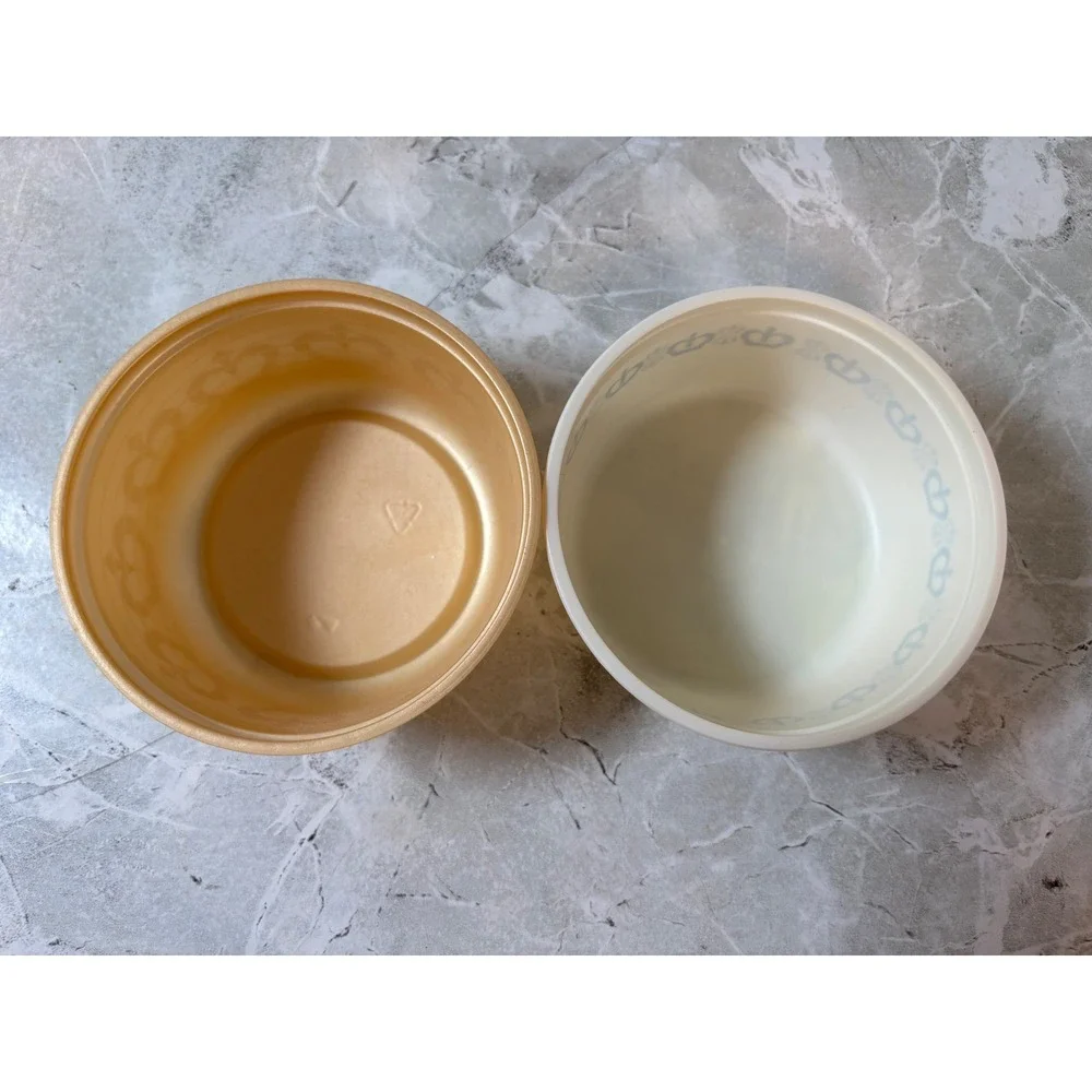 Lot‎ of 2 Vintage Imperial Margarine Bowls White Gold No Lids Plastic Containers